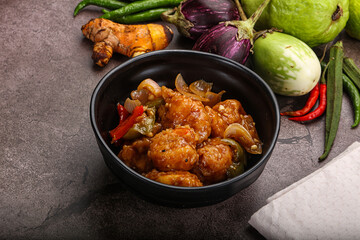 Chinese cuisine - prawn with chili sauce