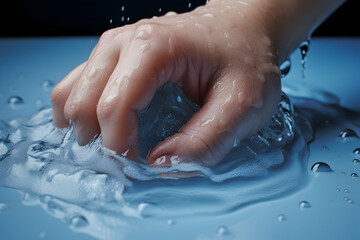 Close-up of graceful hands diligently scrubbing laundry