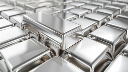 haotic silver metallic cubes background. Reflective surface pattern.