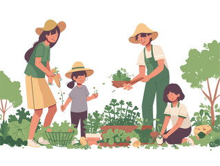  A family participates in a volunteer activity at a local farm harvesting vegetables learning about sustainable agriculture and connecting with nature. 
