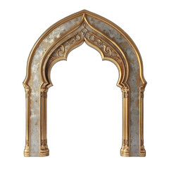 Islamic Architecture, Golden Arch Isolated on White Background