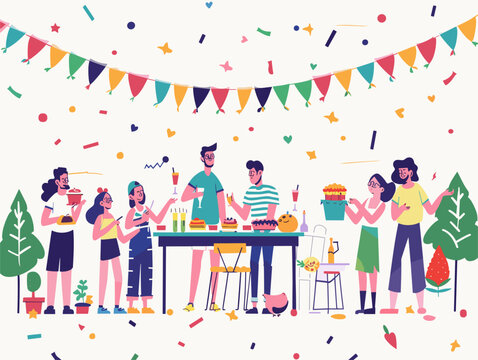  Neighbors work together to organize a block party everyone contributing their time talents and enthusiasm to create a fun and memorable event. 