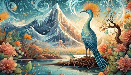 Fototapeta premium painting of a bird