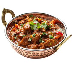  front view of flavorful Khar in a rustic copper kadai, food photography style isolated on a white transparent background  