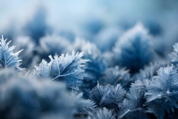 Naklejka na ściany i meble Winter blue frost background with copy space Generative AI