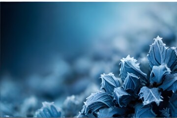 Winter blue frost background with copy space Generative AI
