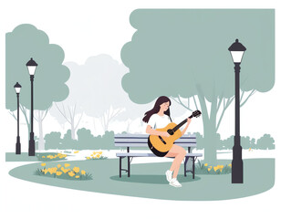 a girl is playing a guitar