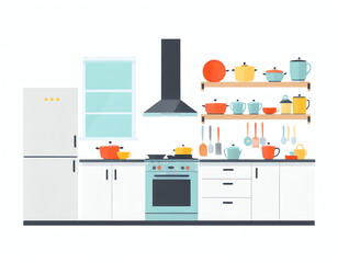 kitchen set ilustration isolated on white