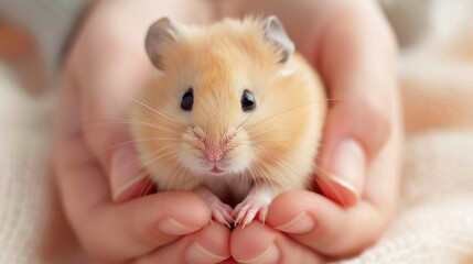 The cute hamster loved by its master