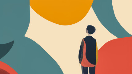 Vintage colorful abstract background from the 60s with copy space for text