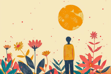 Vintage colorful abstract background from the 60s with copy space for text