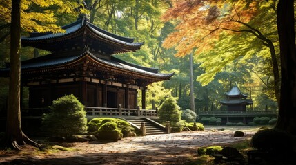 Fototapeta premium architecture landscape temple building illustration design structure, sacred spiritual, ancient modern architecture landscape temple building