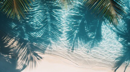 The shadow of a palm tree on the beach