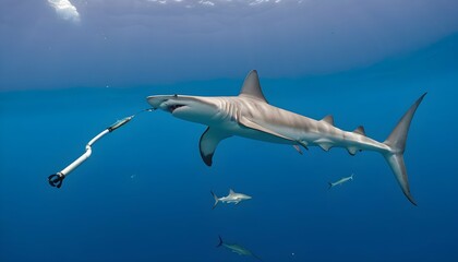 A Hammerhead Shark Circling A Bait Ball Upscaled 5
