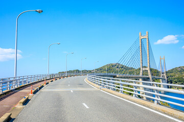 Fototapeta premium 冬の呼子大橋 佐賀県唐津市 Yobuko Ohashi Bridge in winter. Saga Pref, Karatsu City.