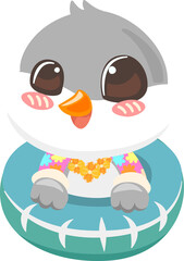 cartoon penguin in songkran and summer elements