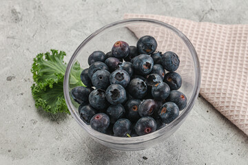 Sweet ripe blueberry on the bowl