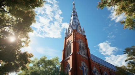 bell tower church building illustration architecture gothic, landmark religious, medieval tall bell tower church building - Powered by Adobe