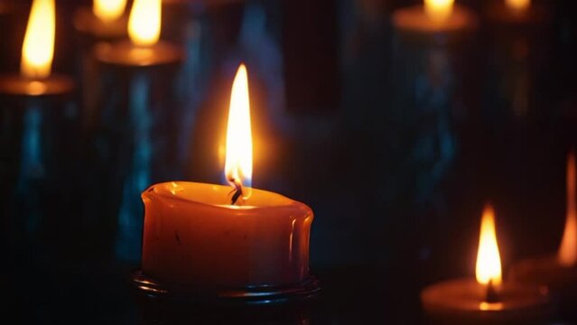 candle flame in the dark, video background