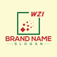 Modern letter WZI alphabet logo design with creative square symbol - obrazy, fototapety, plakaty