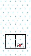 窓から雨を眺める文鳥のイラスト