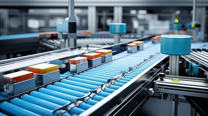 Obraz premium robotics production electronics factory illustration quality efficiency, innovation supply, chain logistics robotics production electronics factory