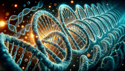 Genetic Elegance: Detailed DNA Helix Digital Art for Educational and Medical Decor

