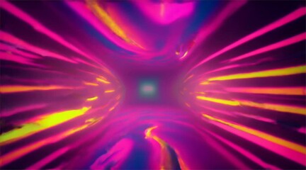 looping 3d animation of an abstract motion background, colorful light streaks moving with spinning around on the empty stage. Bright disco projector rotating in the dark room - Powered by Adobe