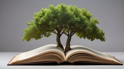 book with tree, open book with tree growth concepts