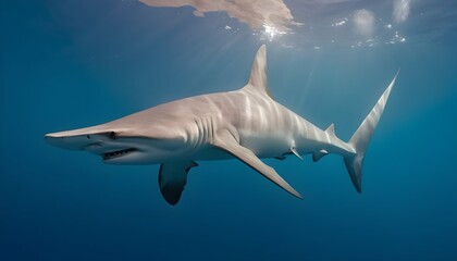 A Hammerhead Shark Gliding Through The Water With