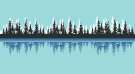 illustration of an background with tree for hiking. vector illustration