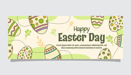 Easter day banner template with egg illustration doodle style