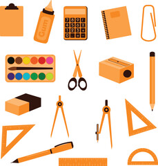 Vector Set of School and Office Supplies Stationery items for banner, poster, social media Educational design