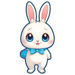 Sticker Smiling Cartoon Rabbit Illustration, Rabbit Transparency 
