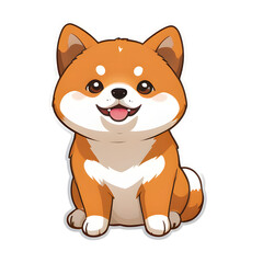Sticker Smiling Cartoon Shiba Dog Illustration, Shiba Transparency 