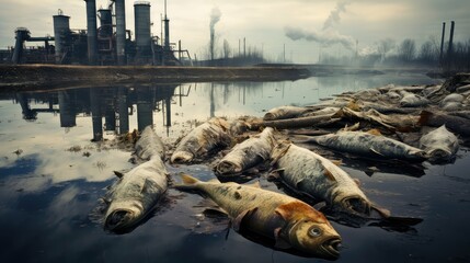 toxic pollution chemical plant illustration waste contamination, emissions water, soil health toxic pollution chemical plant - obrazy, fototapety, plakaty