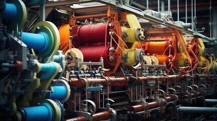 loom thread textile mill illustration fabric yarn, knitting silk, polyester linen loom thread textile mill - obrazy, fototapety, plakaty