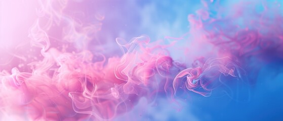 Fototapeta na wymiar Ethereal Smoke Dance, Abstract of delicate smoke swirls in a harmonious dance, with a gradient of pink to blue hues creating a soft, dreamlike background suggesting tranquility and artistic expression