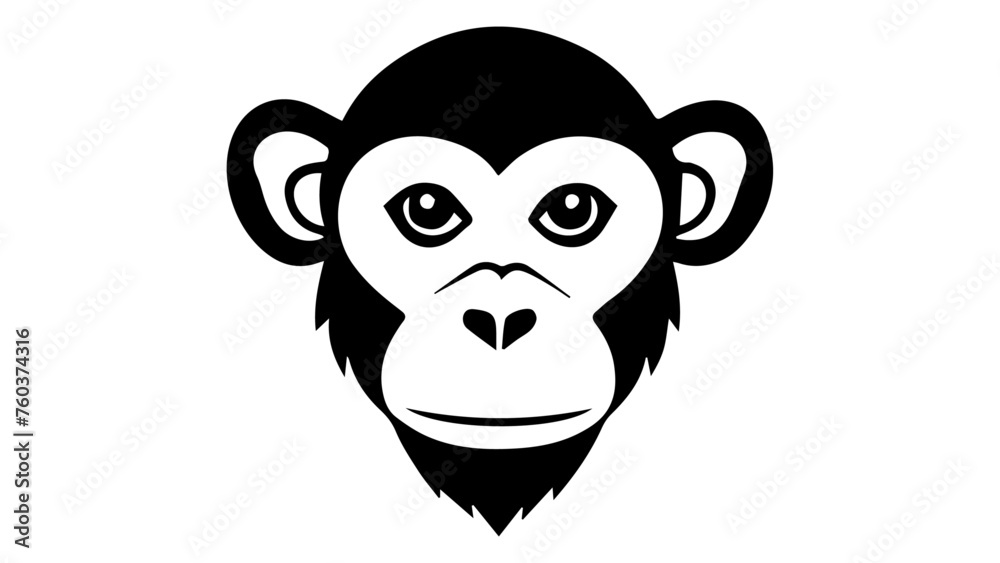 Wall mural monkey face shape silhouette vector - Wall murals