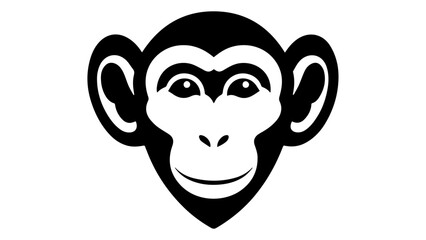 happy monkey face shape silhouette vector