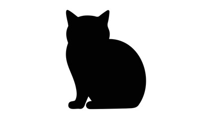 silhouette of a sitting kitty, cat isolated on white, black cat shape in vector
