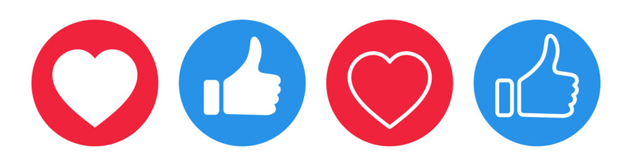 Hand Like. Thumbs up and heart. Vector Illustration