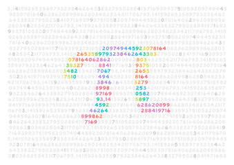 pi symbol in mixed numbers. pi symbol with numbers. pi symbol with colorful numbers