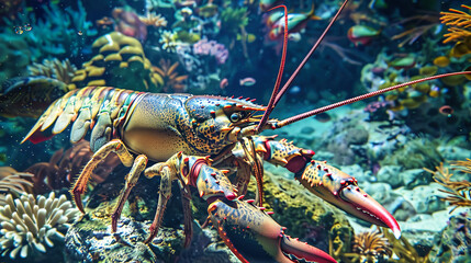 Close Up of a Lobster on a Coral Reef