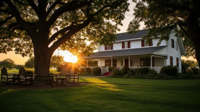 rural farm farmhouse building illustration country agriculture, homestead livestock, fields tractor rural farm farmhouse building