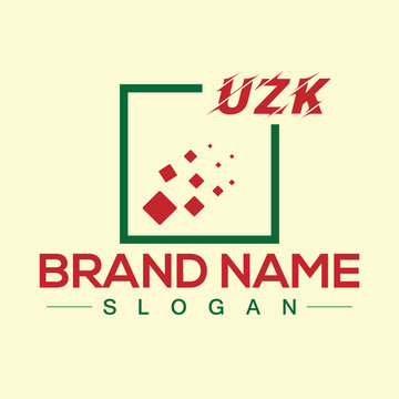 Creative square UZK letter logo design
