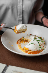 Gastronomic Delight: Steak and Salad, Soup and Meatballs, Dessert and Wine in the Taste Workshop under the Guidance of the Chef: Food Photos from the Best Cafés and Restaurants.