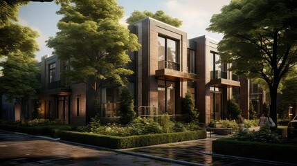 community residence townhouse building illustration architecture construction, development urban, suburban modern community residence townhouse building