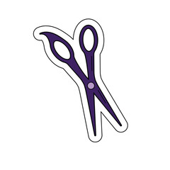 Vector hair scissors sticker on a white background.