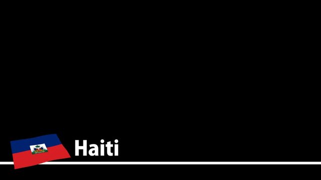 ハイチの国旗と国名が画面下部に現れます。背景はアルファチャンネル(透明)です。